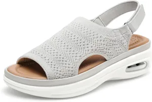mysoft Women's Comfortable Air Cushion Support Walking Sandals Breathable Knit Slingback Platform Shoes