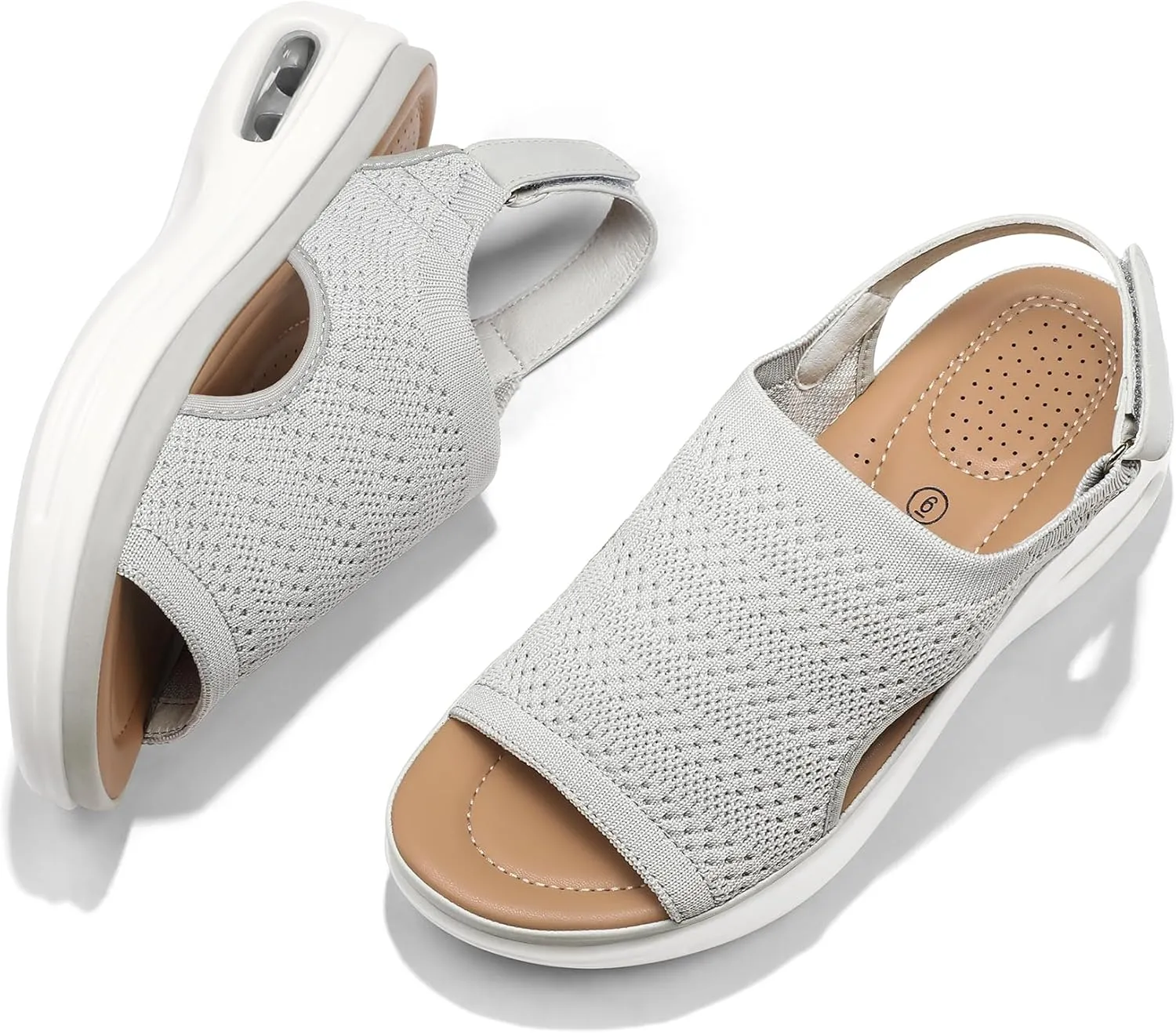 mysoft Women's Comfortable Air Cushion Support Walking Sandals Breathable Knit Slingback Platform Shoes