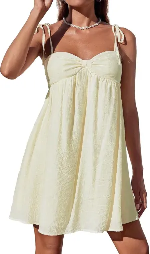 Narecte Casual Summer Dresses for Women 2025 Flowy Sun Dress Mini Slip Dress Cute Spaghetti Strap Dress