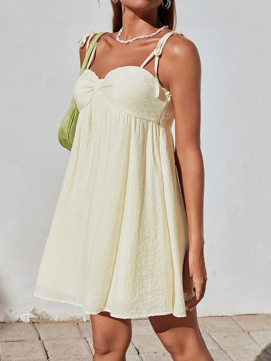 Narecte Casual Summer Dresses for Women 2025 Flowy Sun Dress Mini Slip Dress Cute Spaghetti Strap Dress