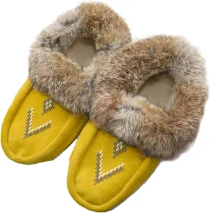 Native dechic Slippers Unisex Canadian-Made Moccasins Leather Slippers for Women Luxury Slippers Real Fur Slippers