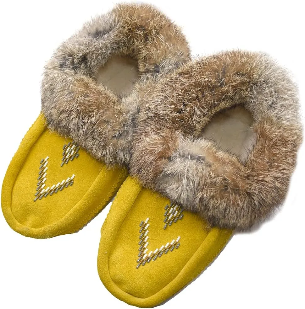 Native dechic Slippers Unisex Canadian-Made Moccasins Leather Slippers for Women Luxury Slippers Real Fur Slippers