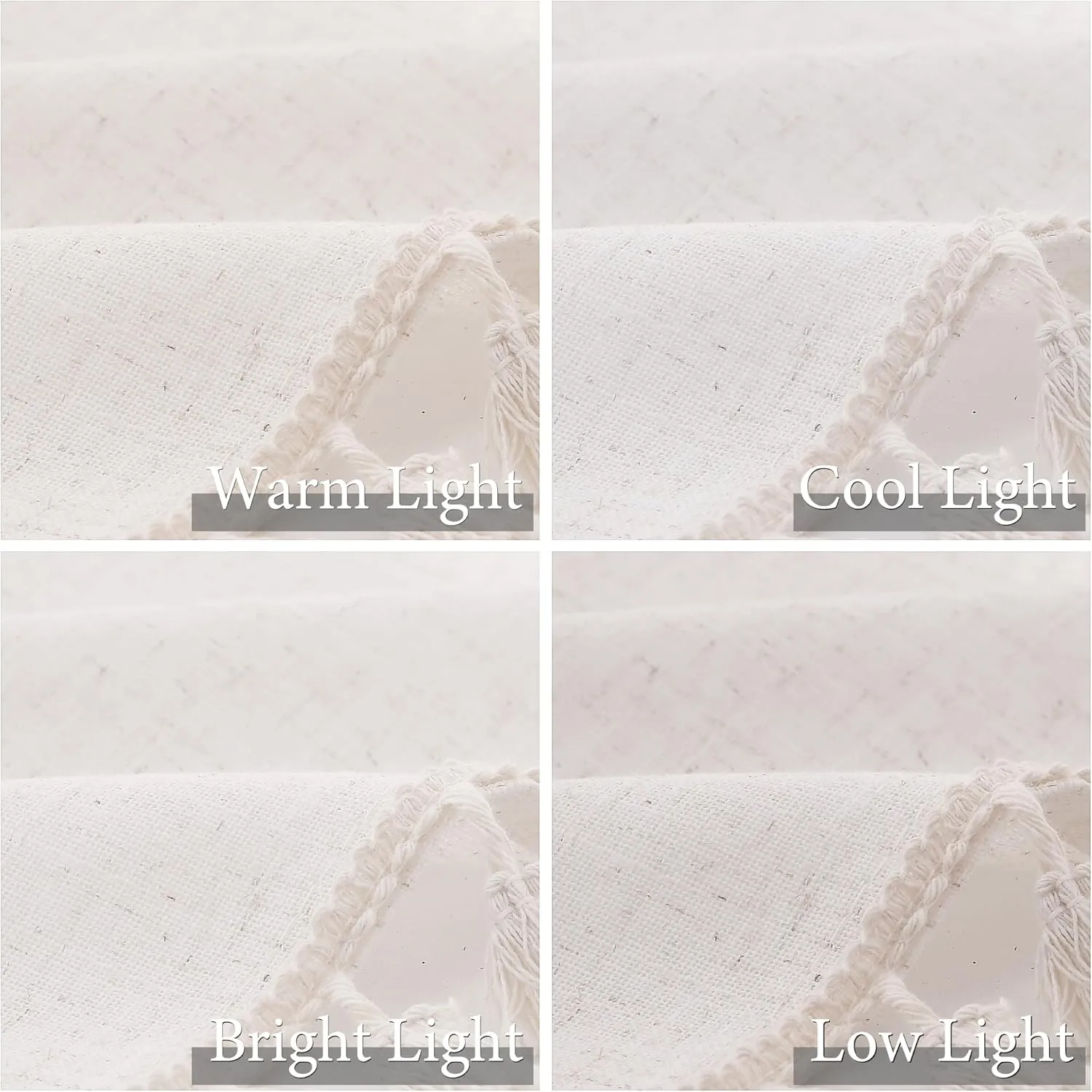 Natural Boho Linen Curtains 84 Inches Long 2 Panels Cream Beige Semi Sheer Curtains Tassel Rod Pocket Back Tab Top Light Filtering Neutral Farmhouse Curtain for Living Room Bedroom 38x84