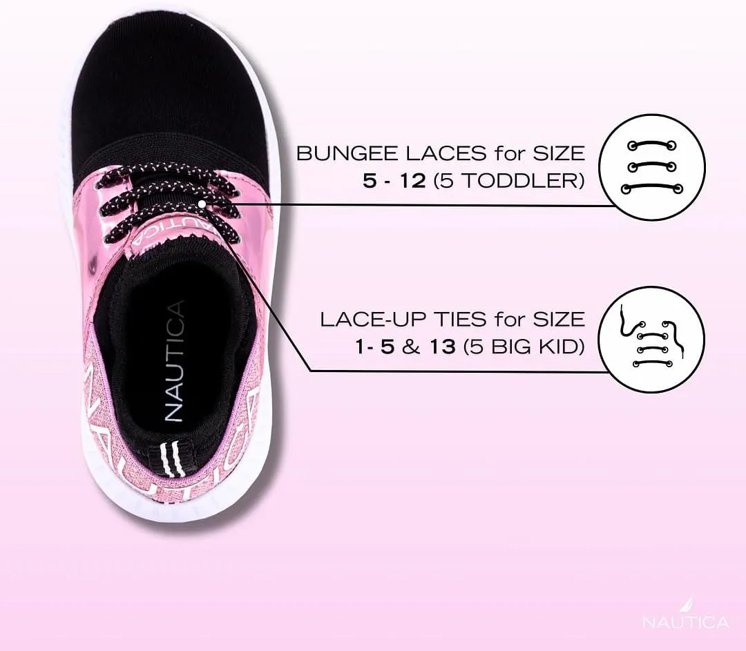 Nautica Kids Girls Metallic Fashion Sneaker Lace-Up Athletic Running Shoe I kappil I (Big Kid - Little Kid - Toddler)