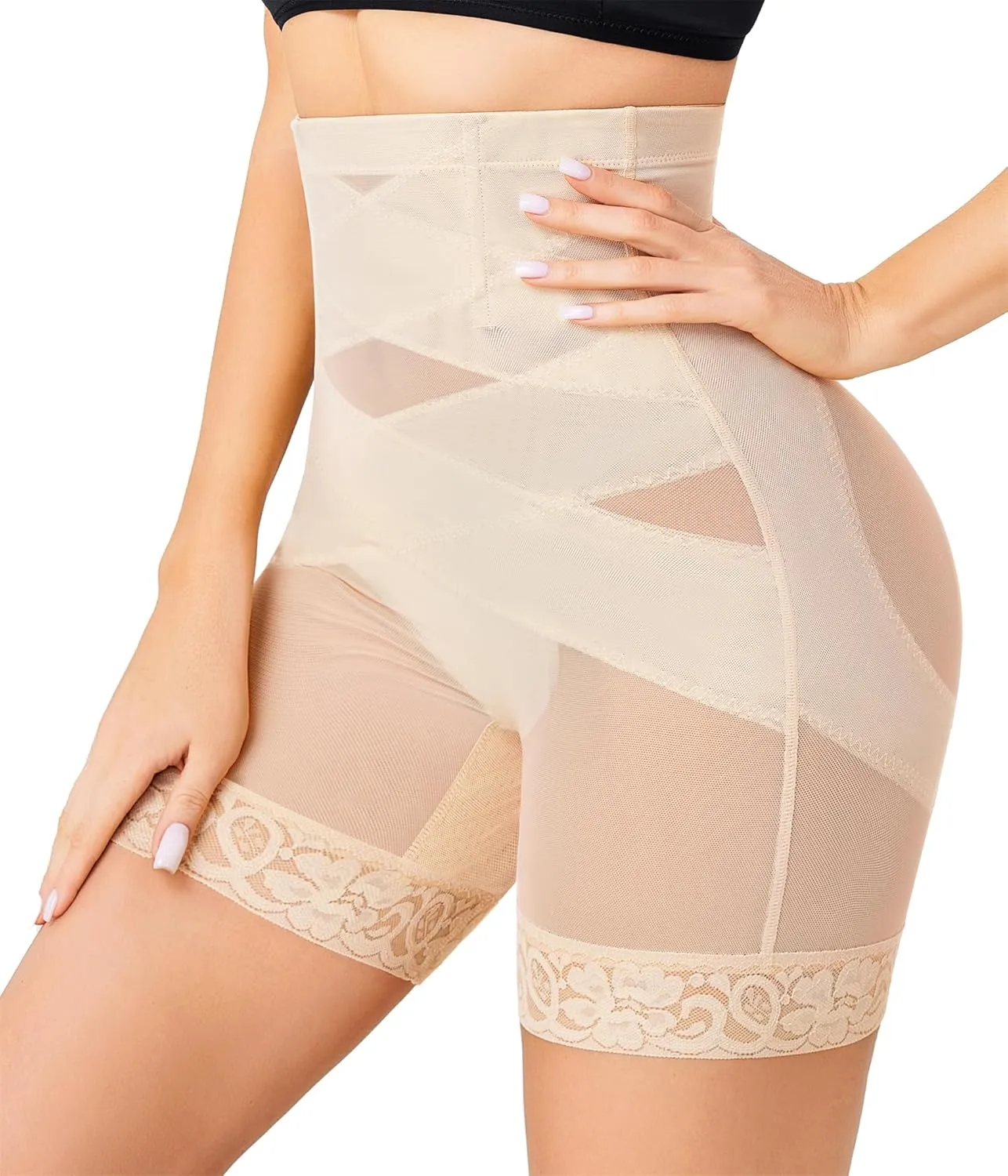 Nebility Shapewear Tummy Control Body Shaper High Waisted Butt Lifting Panties Shapewear Shorts Thigh Slimmer