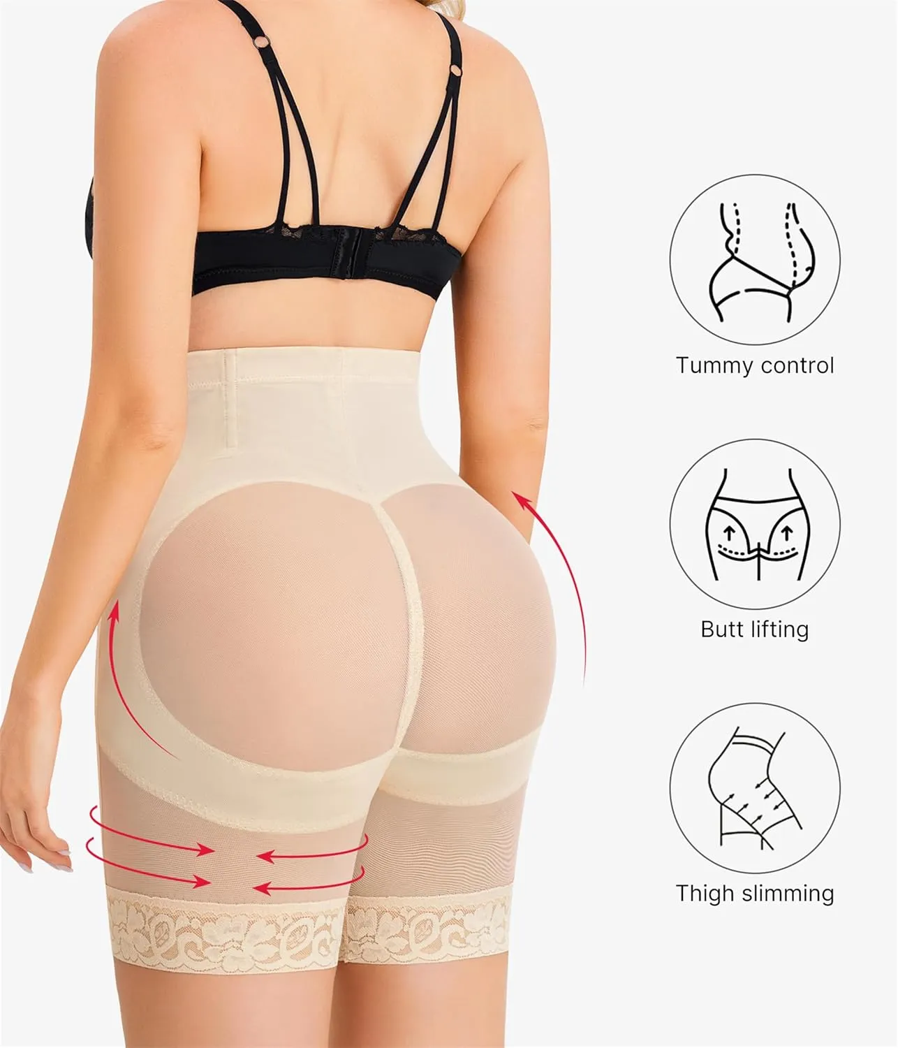 Nebility Shapewear Tummy Control Body Shaper High Waisted Butt Lifting Panties Shapewear Shorts Thigh Slimmer