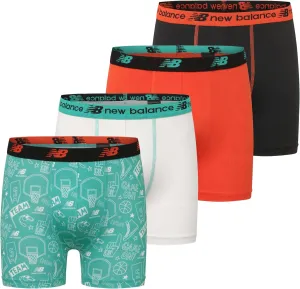 New Balance Boys and Toddler Boxer Briefs, Moisture Wicking Breathable Underwear, Tagless, Assorted 4 Pack (2 Performance/2 Mesh), Airy/Ice/Neo Flame/Black