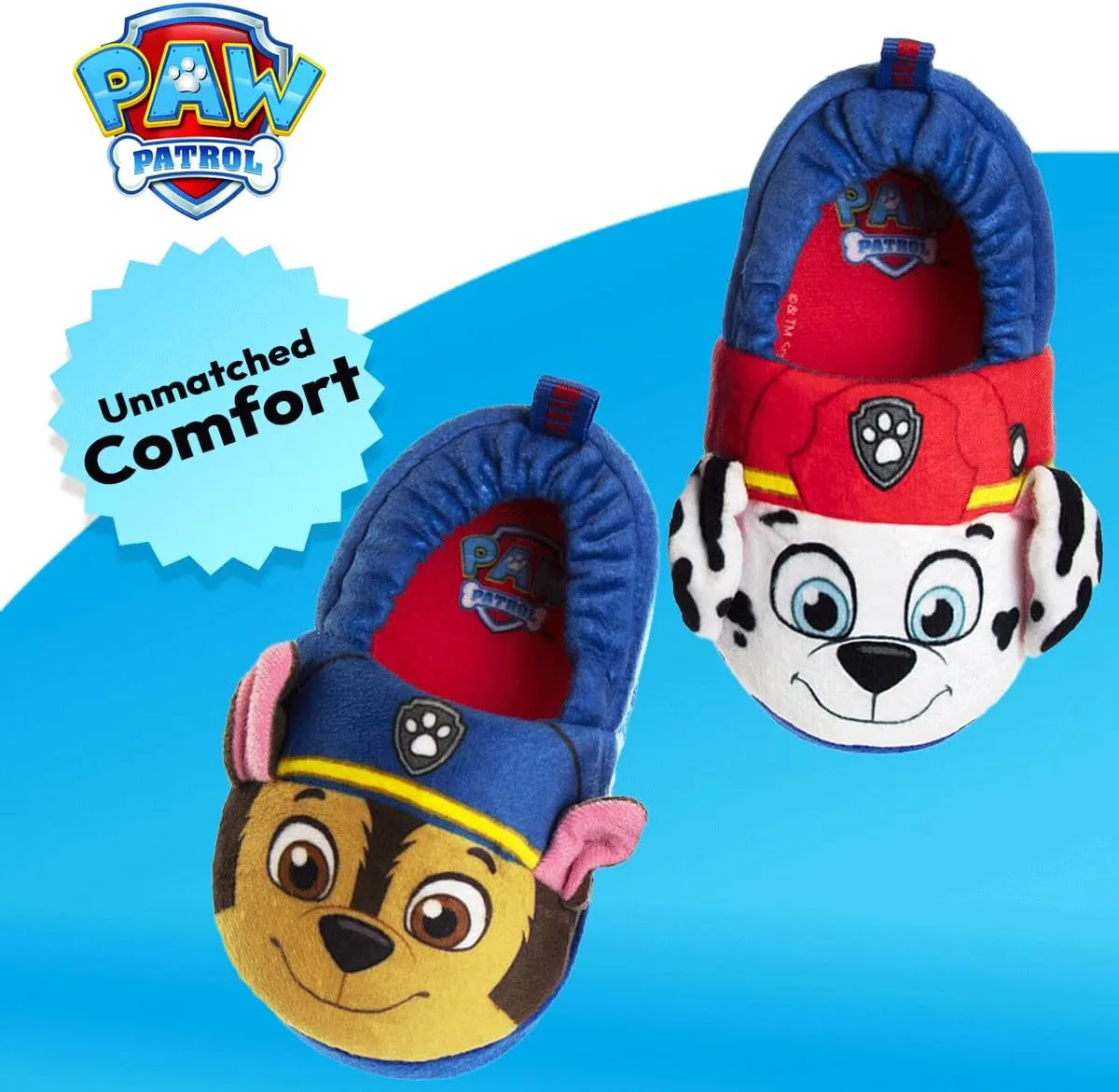 Nickelodeon Paw Patrol and SpongeBob Squarepants Slippers - Sponge Bob Chase Marshall Slipper Sandals - Plush Lightweight Warm indoor Comfort Soft Aline House Sandal (Toddler/Little Kid/Big Kid)