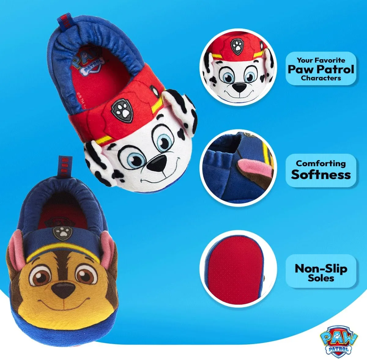 Nickelodeon Paw Patrol and SpongeBob Squarepants Slippers - Sponge Bob Chase Marshall Slipper Sandals - Plush Lightweight Warm indoor Comfort Soft Aline House Sandal (Toddler/Little Kid/Big Kid)