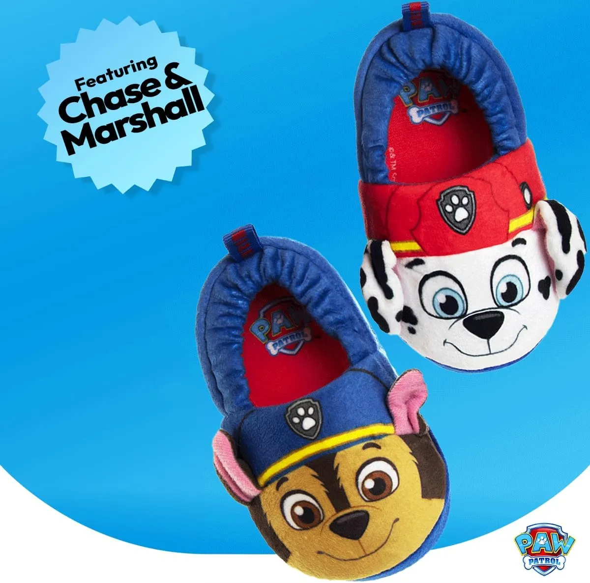Nickelodeon Paw Patrol and SpongeBob Squarepants Slippers - Sponge Bob Chase Marshall Slipper Sandals - Plush Lightweight Warm indoor Comfort Soft Aline House Sandal (Toddler/Little Kid/Big Kid)