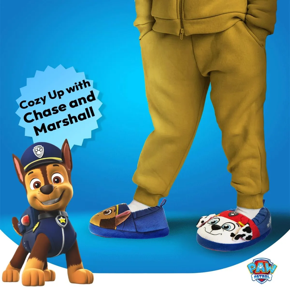 Nickelodeon Paw Patrol and SpongeBob Squarepants Slippers - Sponge Bob Chase Marshall Slipper Sandals - Plush Lightweight Warm indoor Comfort Soft Aline House Sandal (Toddler/Little Kid/Big Kid)
