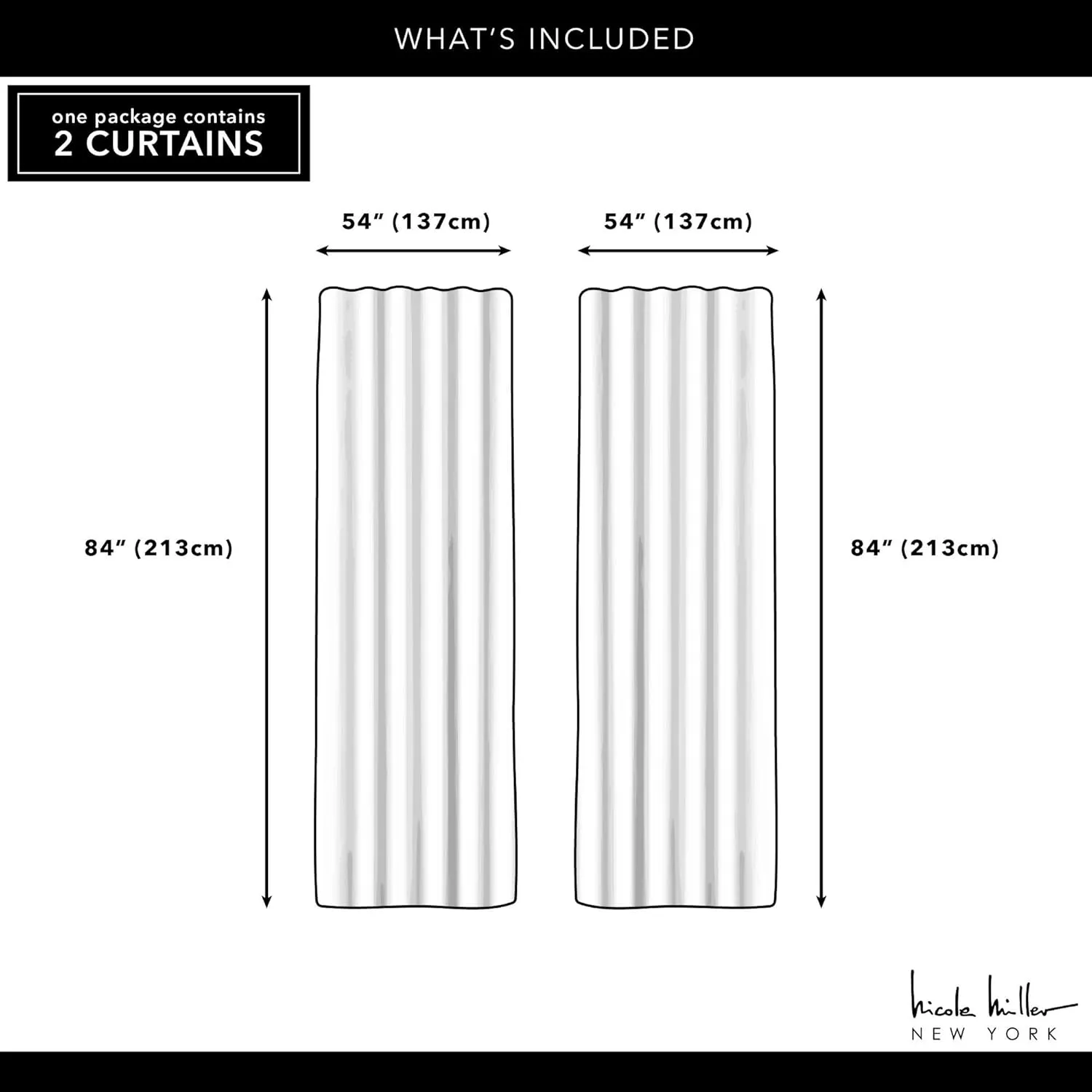 Nicole Miller New York Dunbar Light Filtering Rod Pocket Curtain Panels, 50"x84", Natural, Set of 2