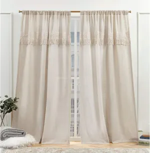 Nicole Miller New York Dunbar Light Filtering Rod Pocket Curtain Panels, 50"x84", Natural, Set of 2