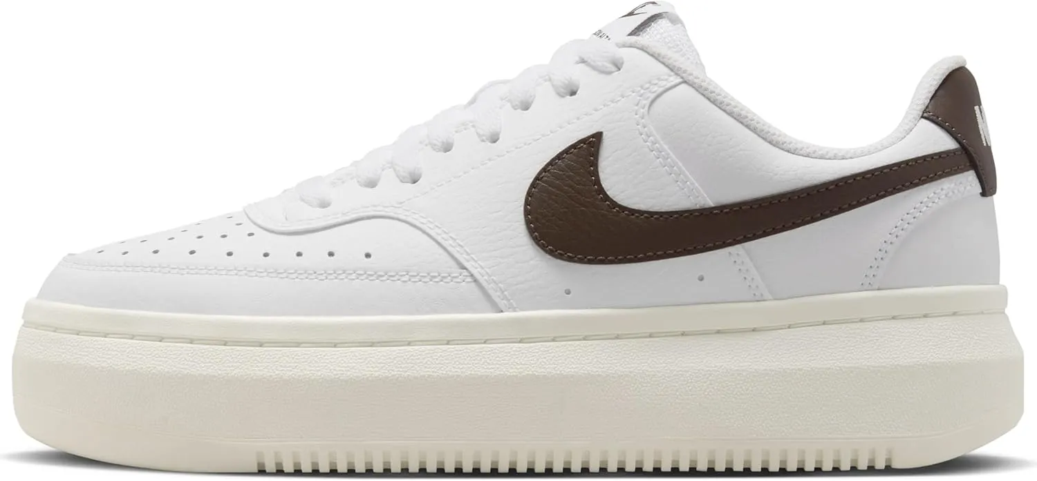 Nike Court Vision Alta Women's Shoes (DM0113-103, White/Sail/Baroque Brown) Size 12