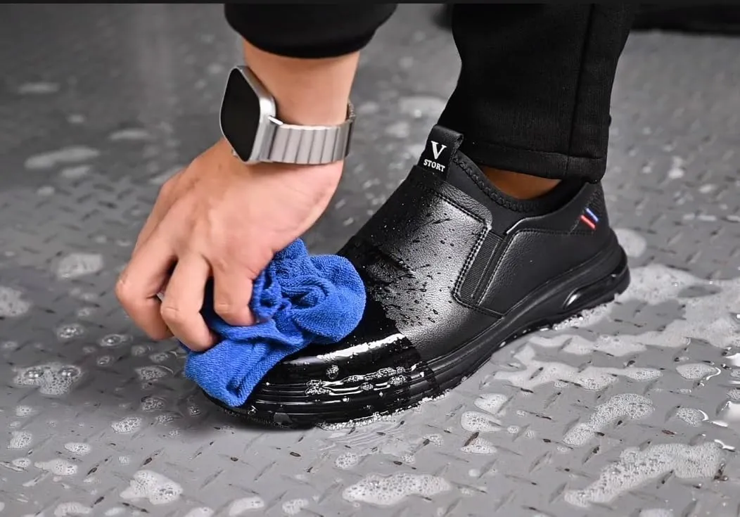 Non Slip Work Shoes for Men Waterproof Slip on Slip Resistant Work Shoes Food Service Kitchen Restaurant Chef Dress Shoes