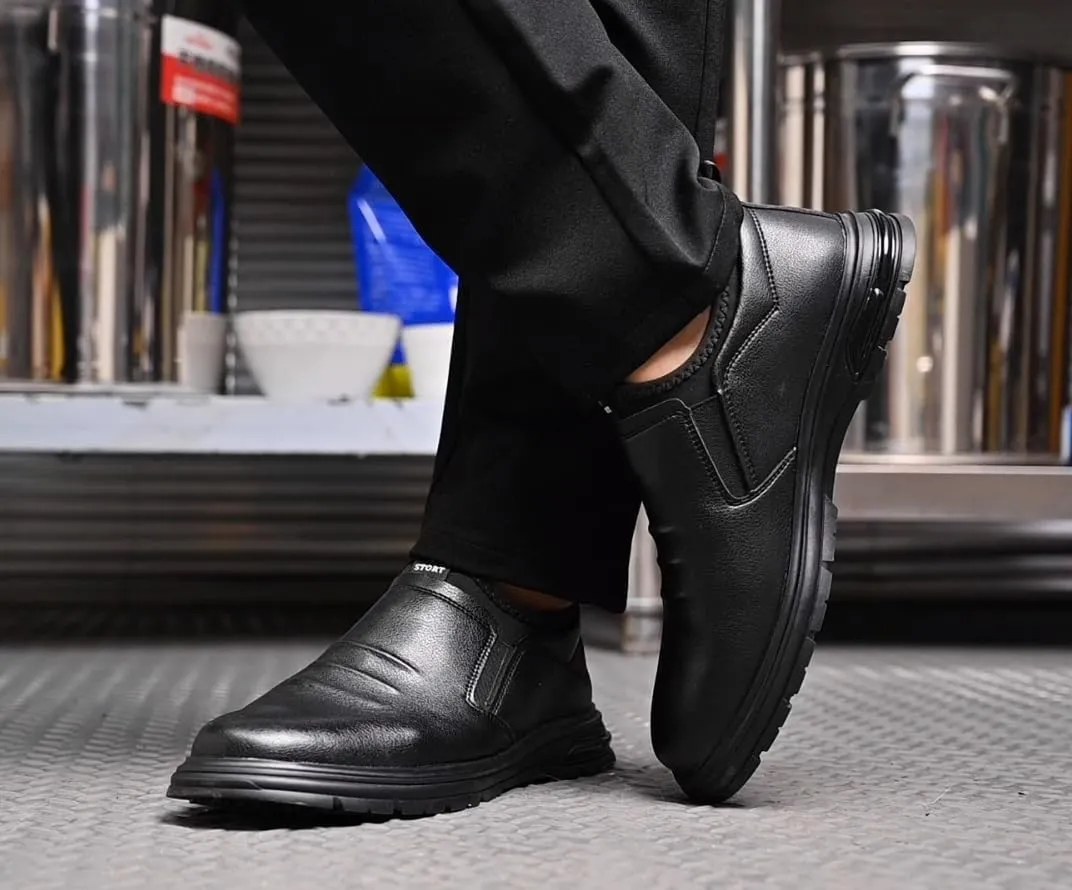 Non Slip Work Shoes for Men Waterproof Slip on Slip Resistant Work Shoes Food Service Kitchen Restaurant Chef Dress Shoes