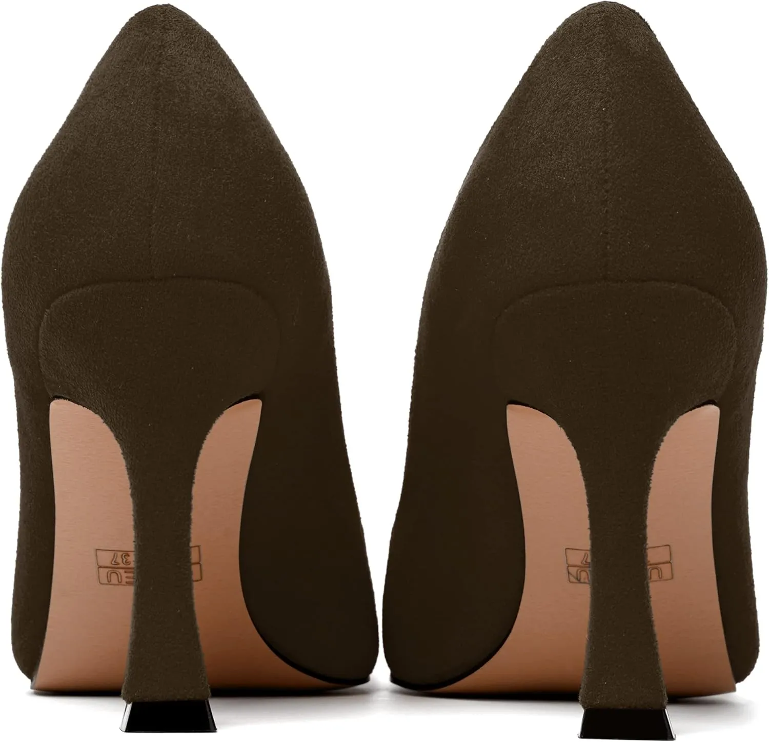 NUMALEO Womens Pointed Toe Cute Suede Slip On Solid Night Club Stiletto High Heel Pumps Shoes 3.3 Inch