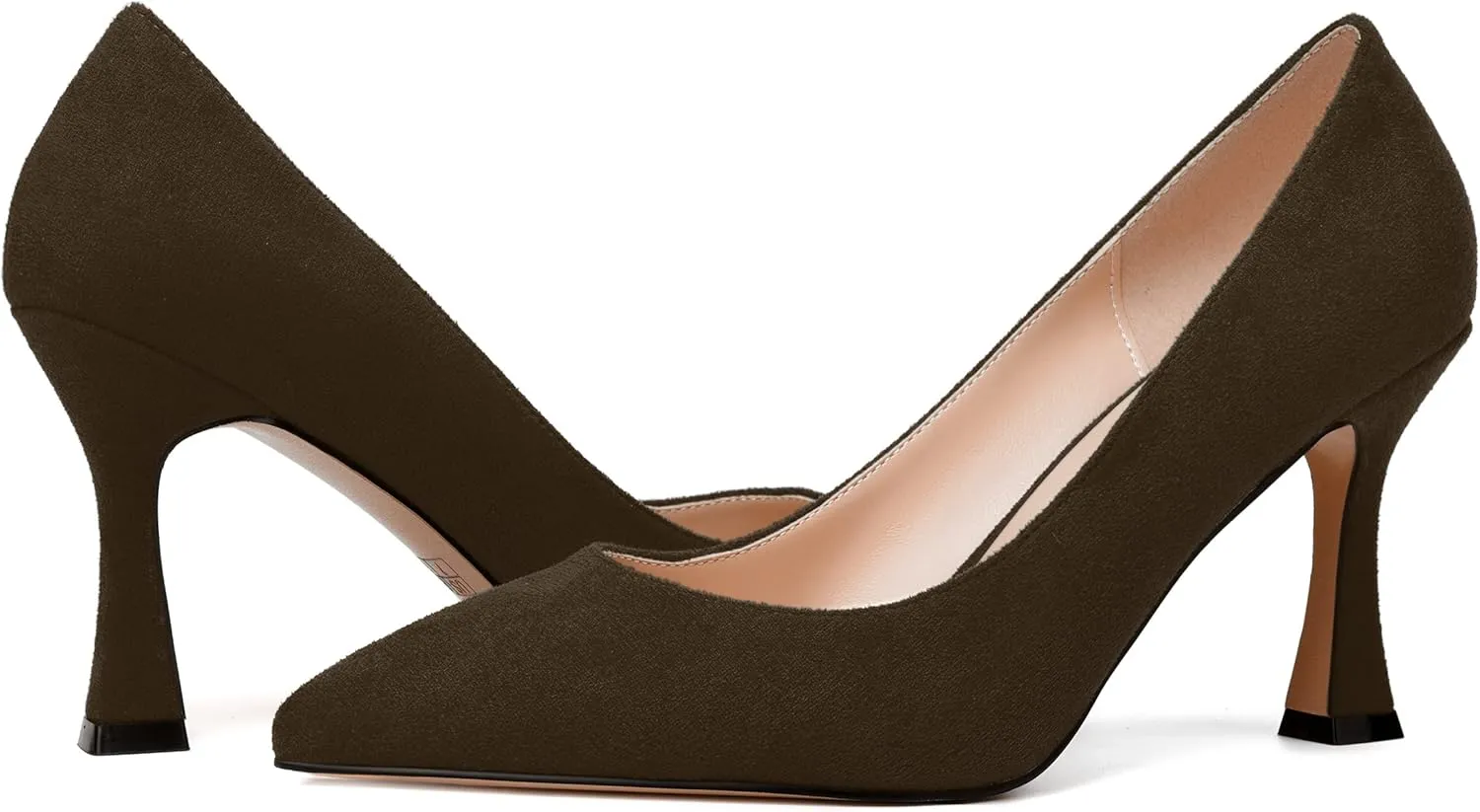 NUMALEO Womens Pointed Toe Cute Suede Slip On Solid Night Club Stiletto High Heel Pumps Shoes 3.3 Inch