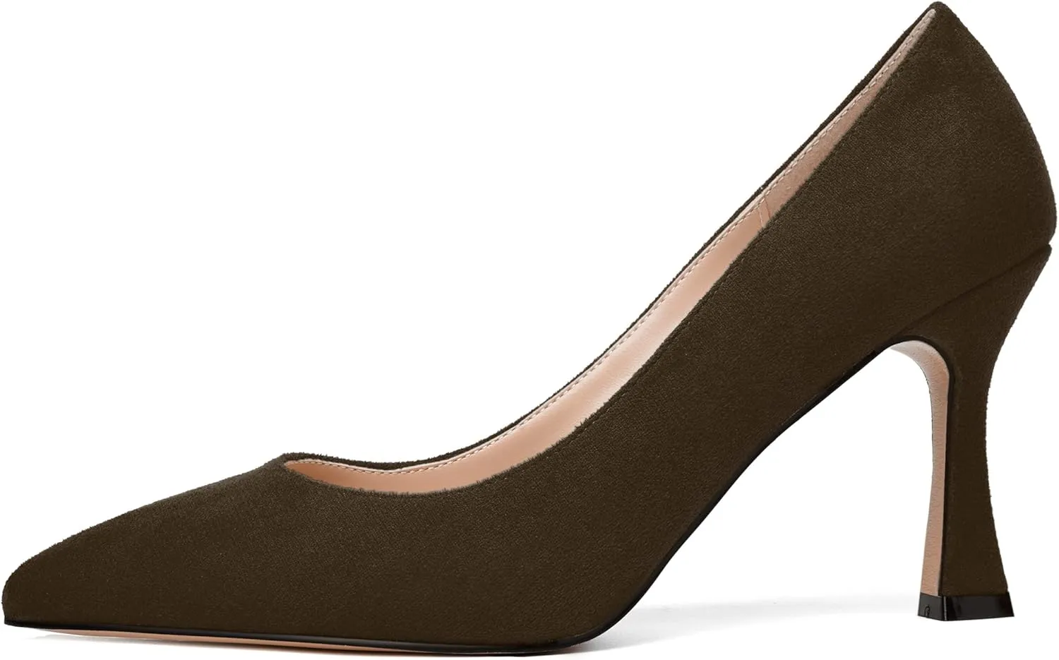 NUMALEO Womens Pointed Toe Cute Suede Slip On Solid Night Club Stiletto High Heel Pumps Shoes 3.3 Inch