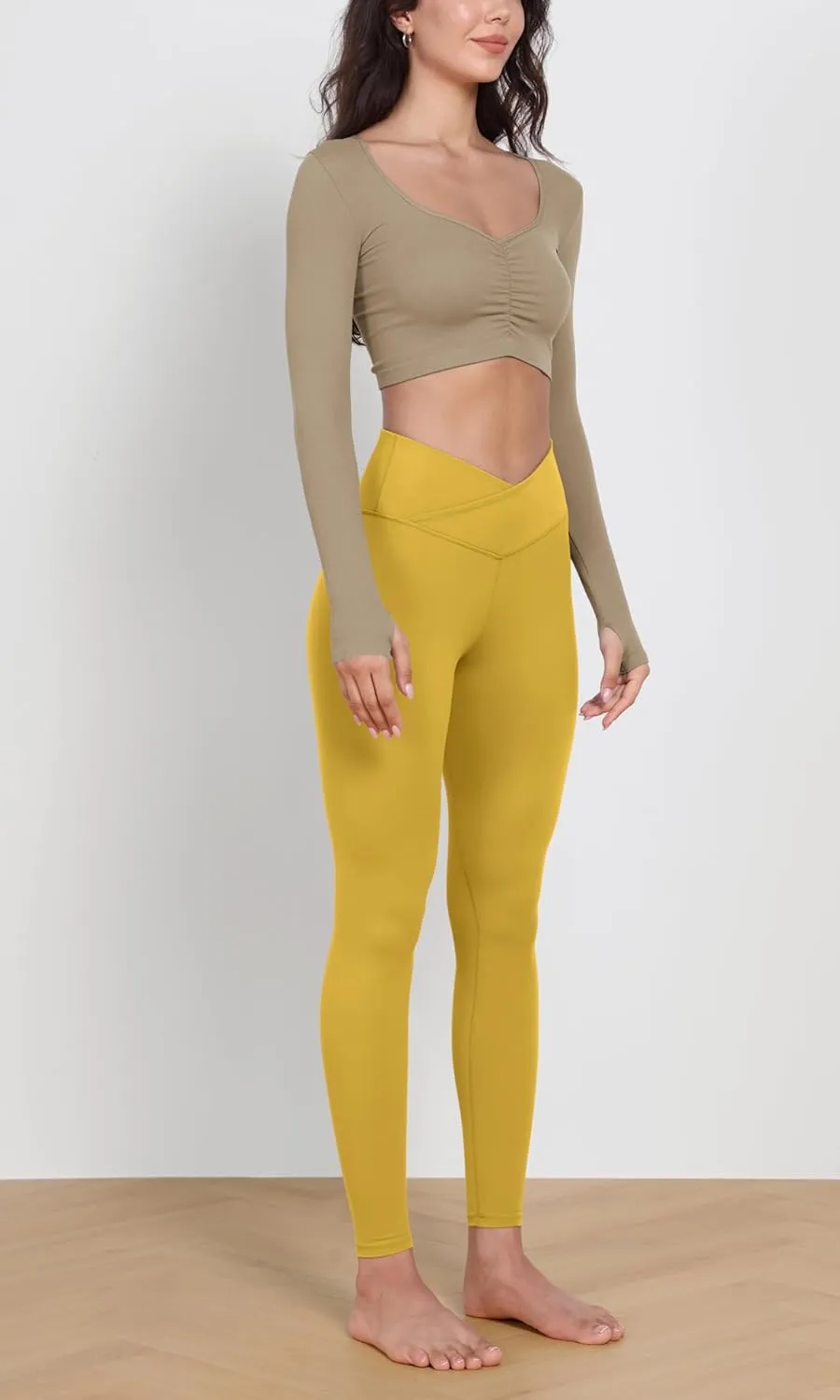 ODODOS 2 Pack Buttery Soft Cross Waist Leggings for Women, ODCLOUD 25" / 28" Crossover Lounge Yoga Pants