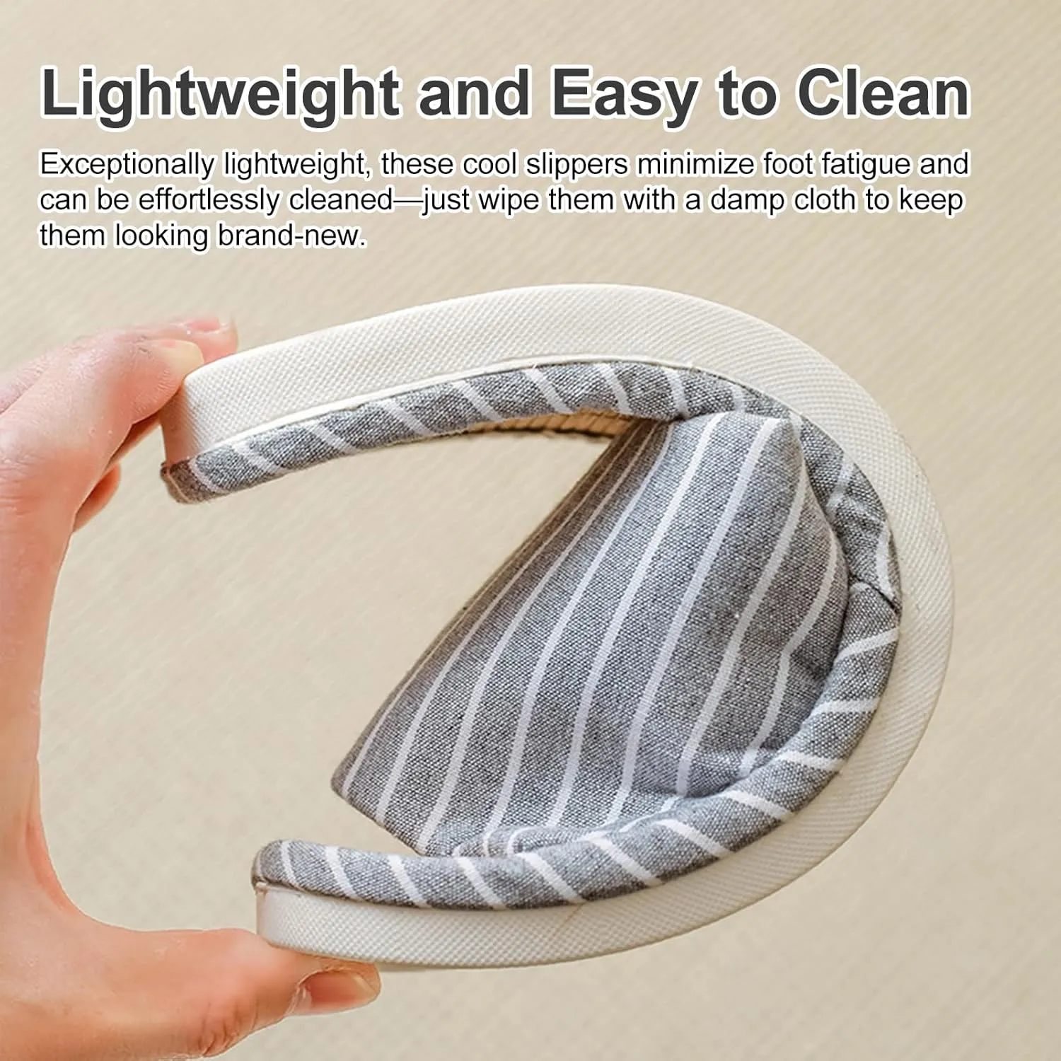 Odor-resistant Japanese Bamboo House Slippers for Sweaty Feet for Summer Cooling Slippers with Non-slip Soft Sole for Tatami and Indoor Easy to Clean