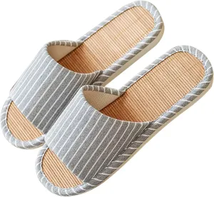 Odor-resistant Japanese Bamboo House Slippers for Sweaty Feet for Summer Cooling Slippers with Non-slip Soft Sole for Tatami and Indoor Easy to Clean