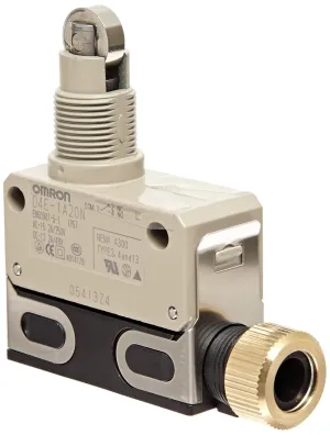 Omron D4E-1A20N Small Slim Sealed Limit Switch, General Purpose, Roller Plunger, Screw Terminals, 5A at 125VAC Rated Current