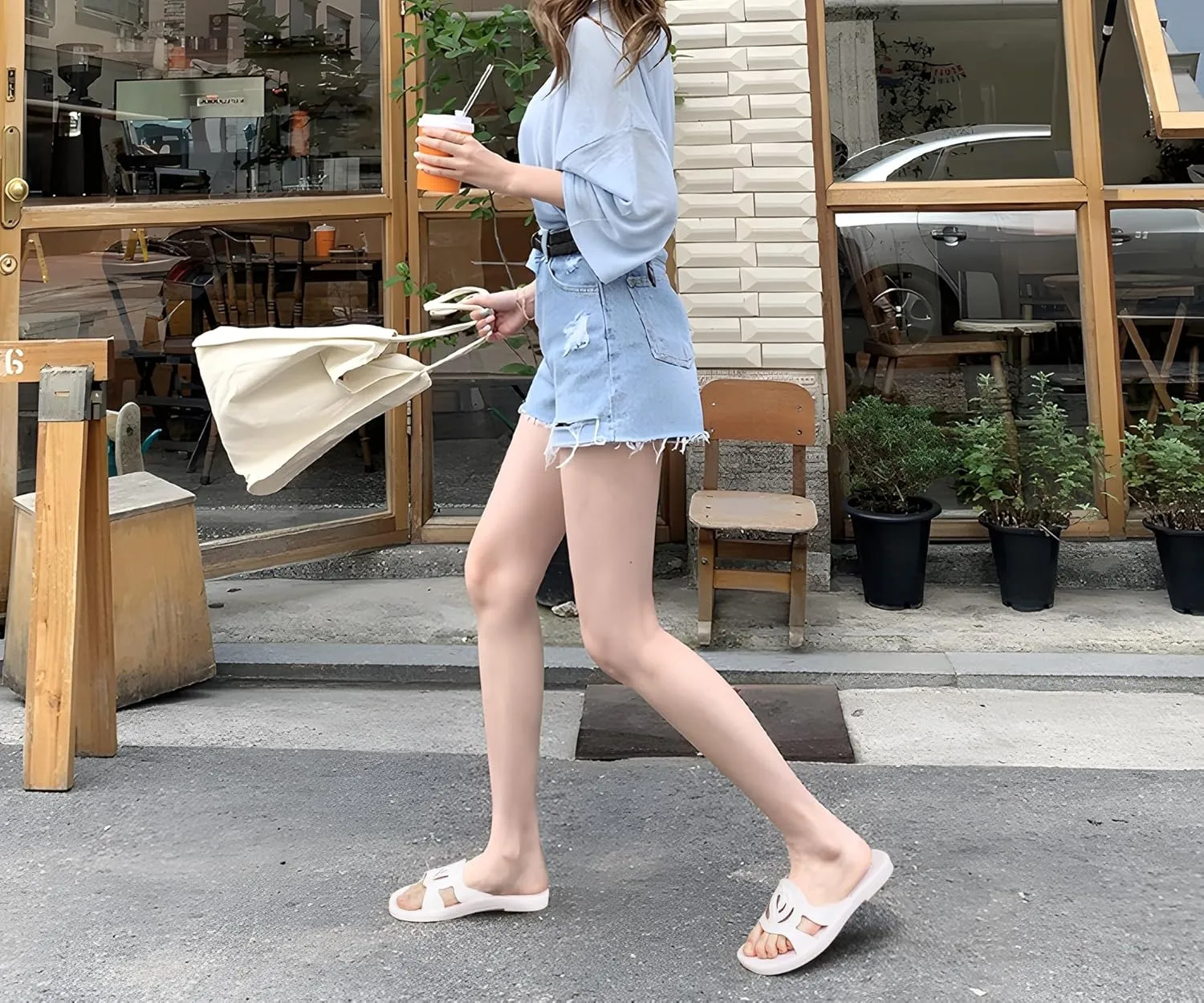 ONCAI Women's Flat Sandals Fashion Square Open Toe Slide Dressy Sandals for Woman Soft Cushion Vegan Comfortable Summer Slip On Casual Walking Outdoor Ladies Sandal Non Slip Rubber Sole Size 6-11 US