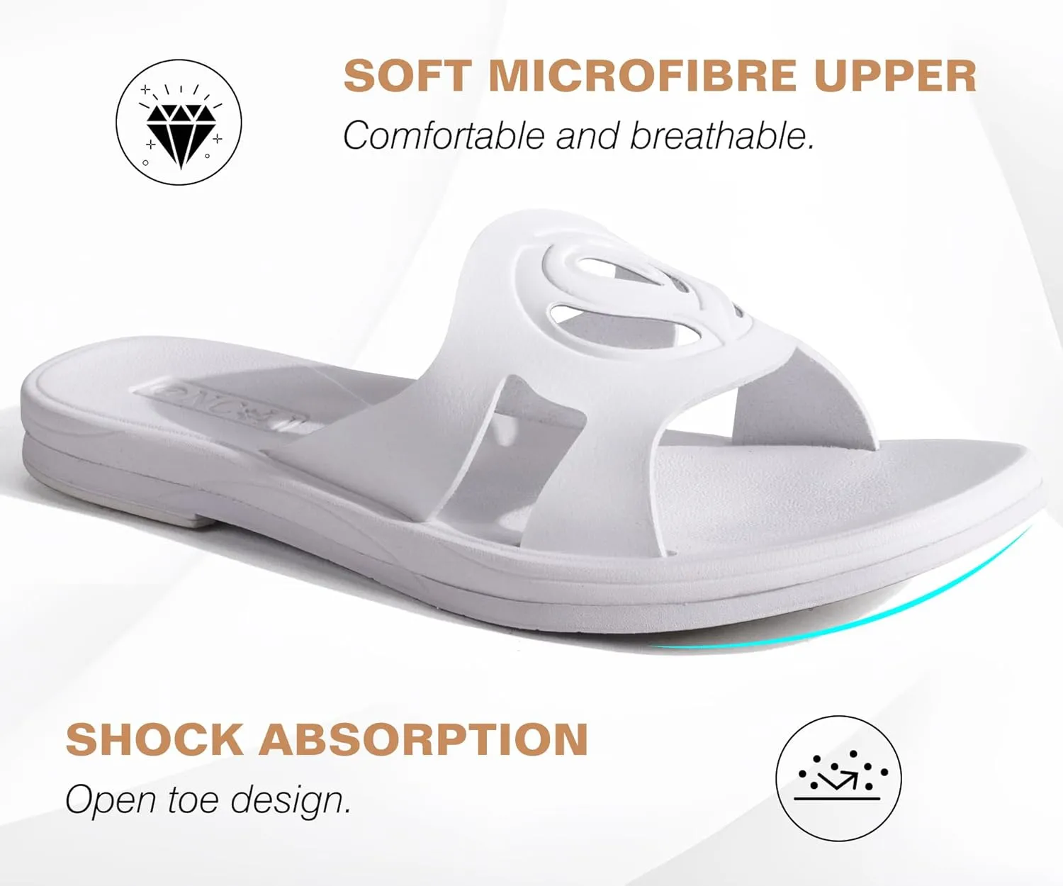 ONCAI Women's Flat Sandals Fashion Square Open Toe Slide Dressy Sandals for Woman Soft Cushion Vegan Comfortable Summer Slip On Casual Walking Outdoor Ladies Sandal Non Slip Rubber Sole Size 6-11 US