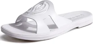 ONCAI Women's Flat Sandals Fashion Square Open Toe Slide Dressy Sandals for Woman Soft Cushion Vegan Comfortable Summer Slip On Casual Walking Outdoor Ladies Sandal Non Slip Rubber Sole Size 6-11 US