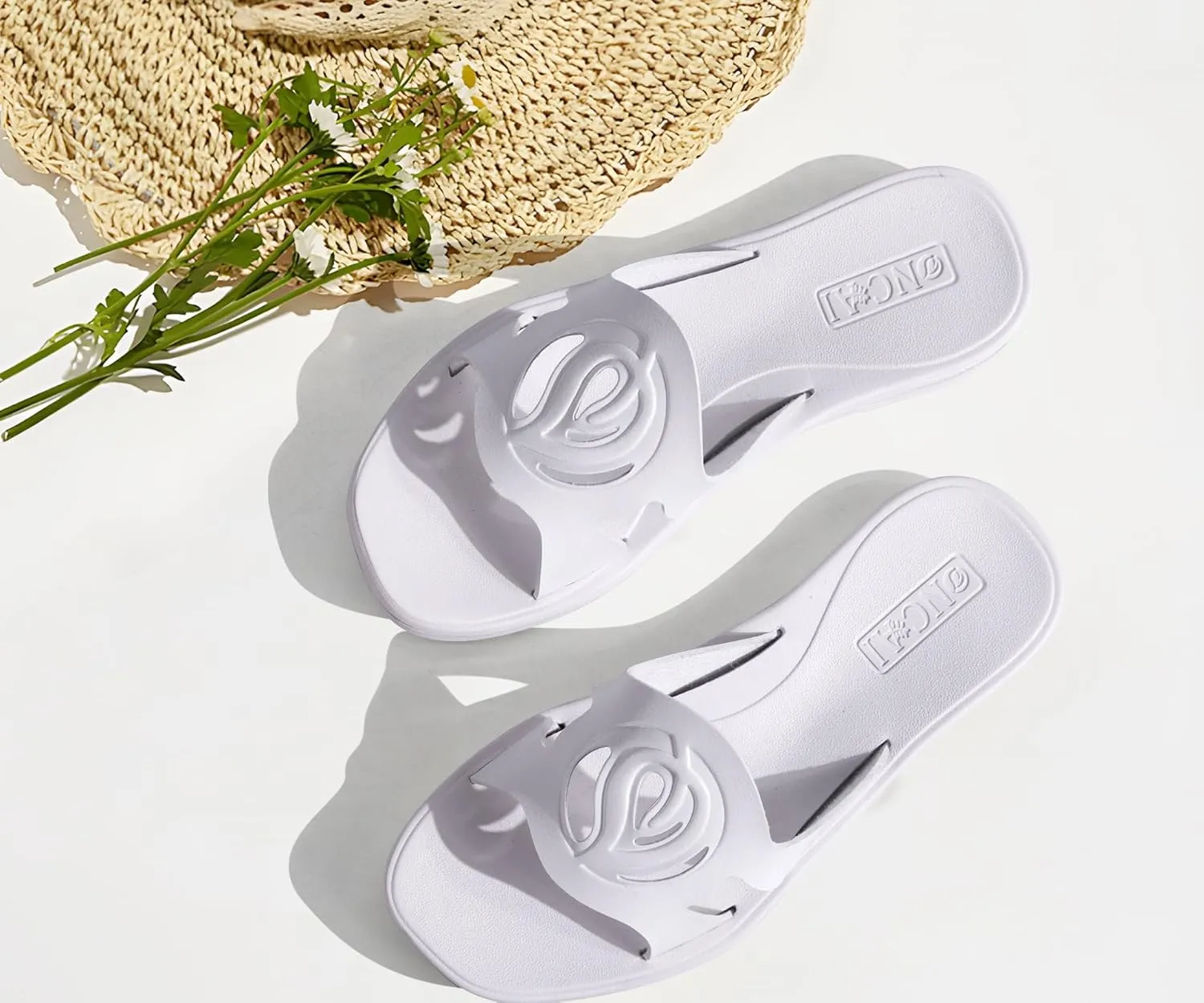 ONCAI Women's Flat Sandals Fashion Square Open Toe Slide Dressy Sandals for Woman Soft Cushion Vegan Comfortable Summer Slip On Casual Walking Outdoor Ladies Sandal Non Slip Rubber Sole Size 6-11 US