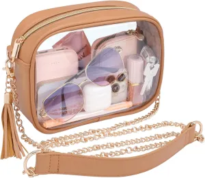 PACKISM Clear Bag for Stadium Events - Cute Clear Purse for Women Crossbody & Adjustable Chain for Sports Games Concerts