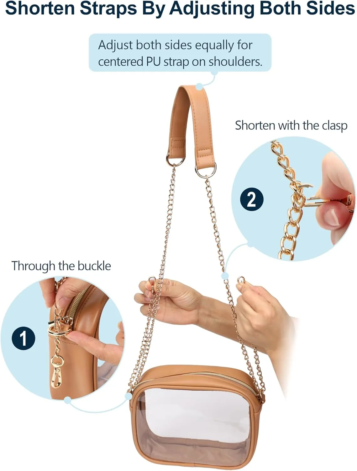 PACKISM Clear Bag for Stadium Events - Cute Clear Purse for Women Crossbody & Adjustable Chain for Sports Games Concerts
