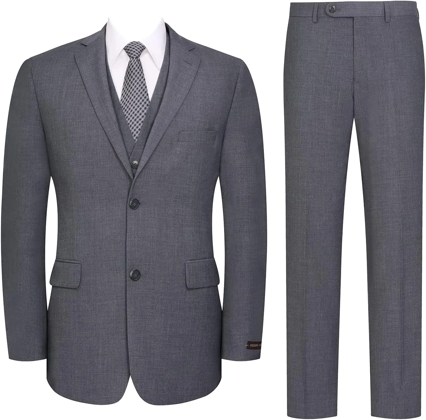 P&L Men's 3 Piece Slim Fit Suit Set Two Buttons Solid Office Jacket Vest Pants Dress Suit