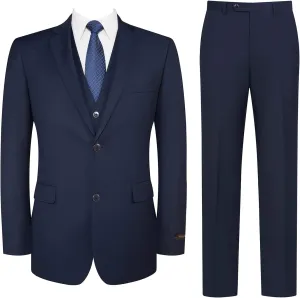 P&L Men's 3 Piece Slim Fit Suit Set Two Buttons Solid Office Jacket Vest Pants Dress Suit