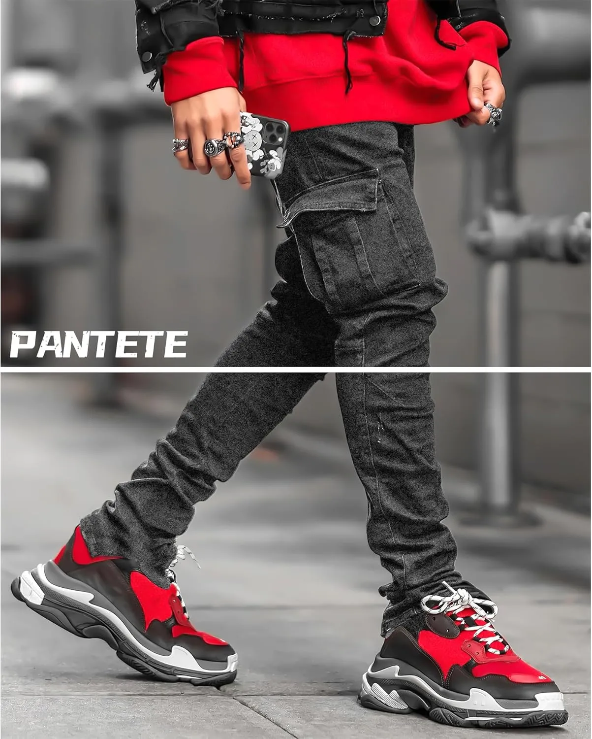 Pantete Mens Slim Fit Jeans 7 Pockets Stretch Skinny Denim Pencil Pants Nova Fashion