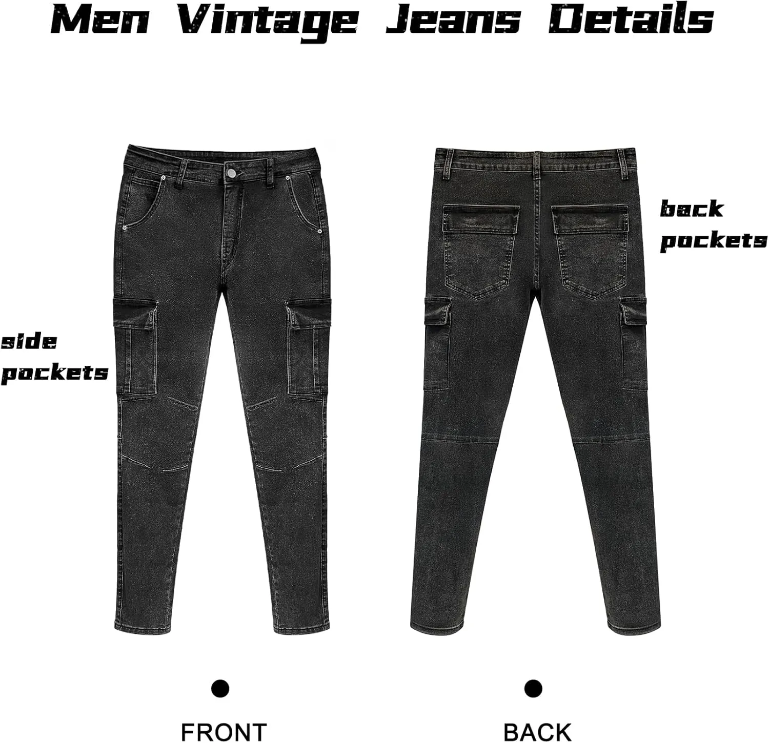 Pantete Mens Slim Fit Jeans 7 Pockets Stretch Skinny Denim Pencil Pants Nova Fashion