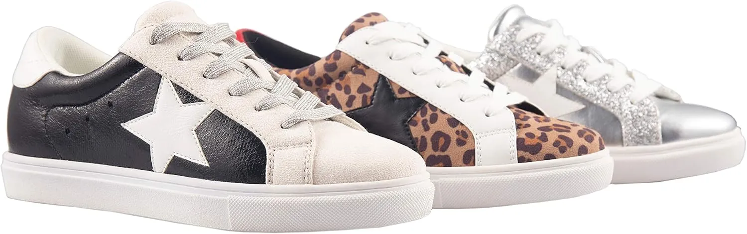PARTY Women's Fashion Star Sneaker Lace Up Low Top Comfortable Cushioned Walking Shoes