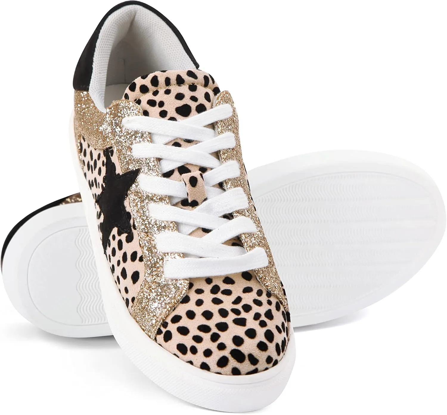 PARTY Women's Fashion Star Sneaker Lace Up Low Top Comfortable Cushioned Walking Shoes