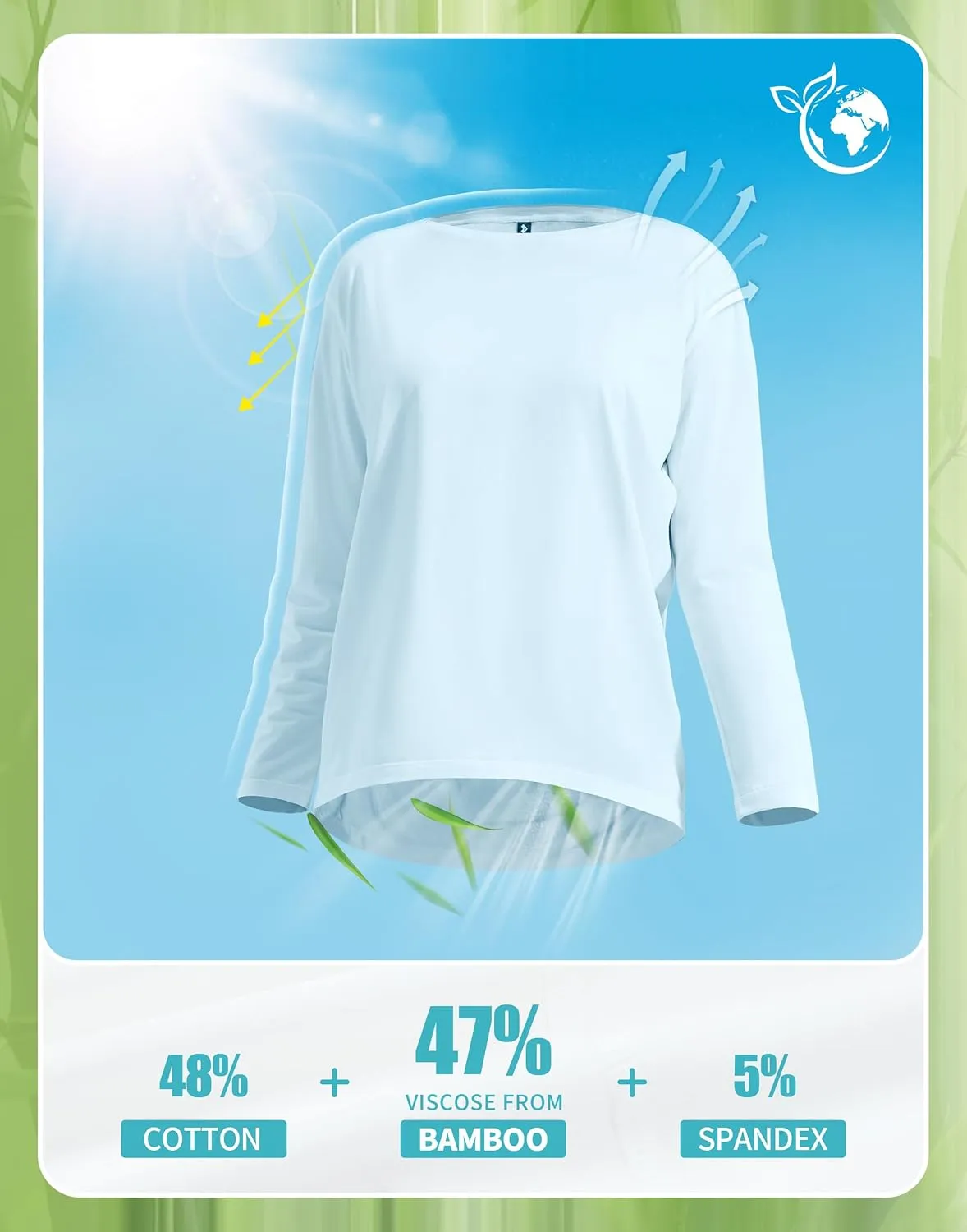 Pioneer Camp Bamboo Viscose Long Sleeve Workout Shirts for Women Back Loose Fit Yoga Athletic T-Shirts Casual Boat Neck Tops