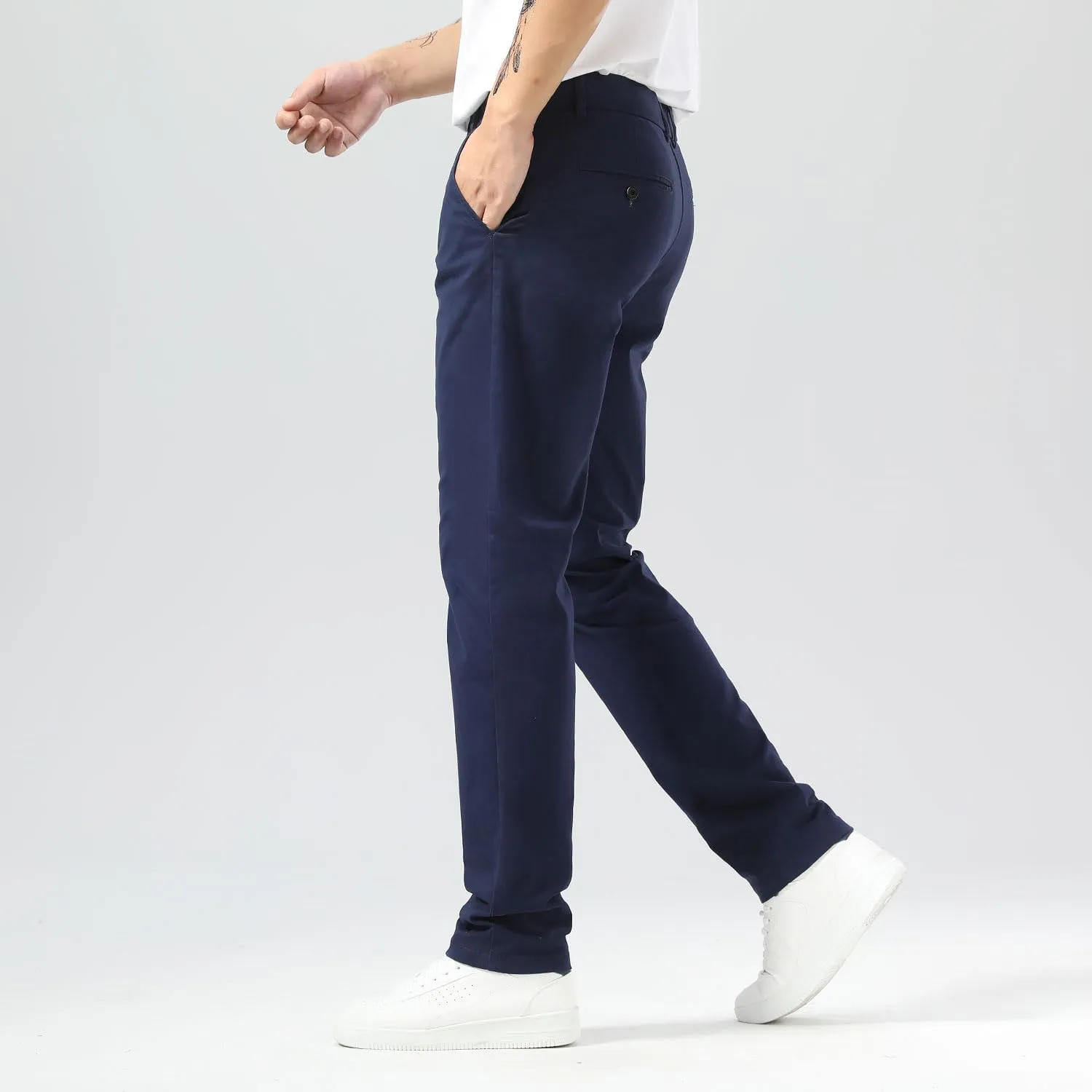 Plaid&Plain Men’s Slim Fit Khaki Pants Men’s Tapered Chino Pants