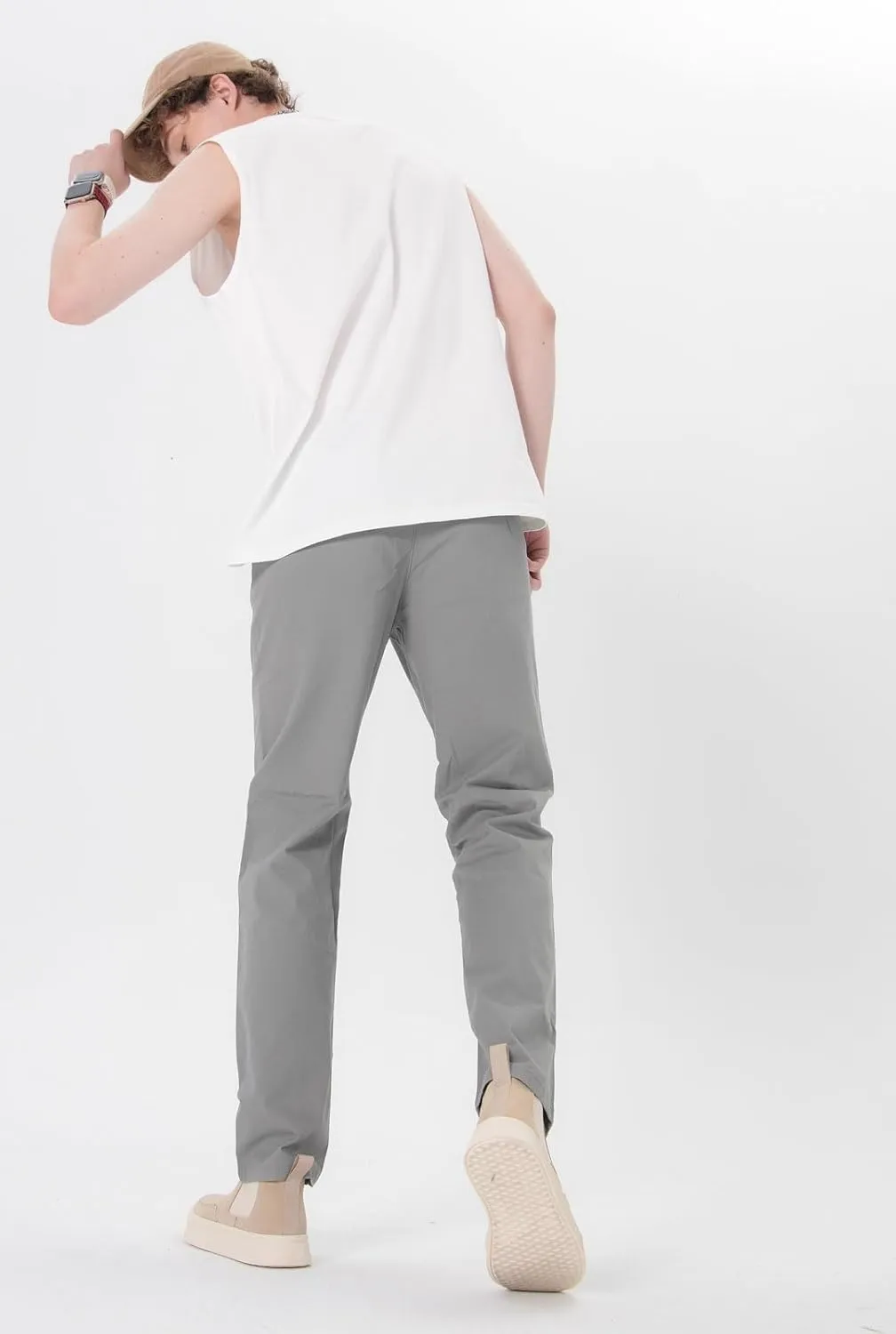 Plaid&Plain Men’s Slim Fit Khaki Pants Men’s Tapered Chino Pants