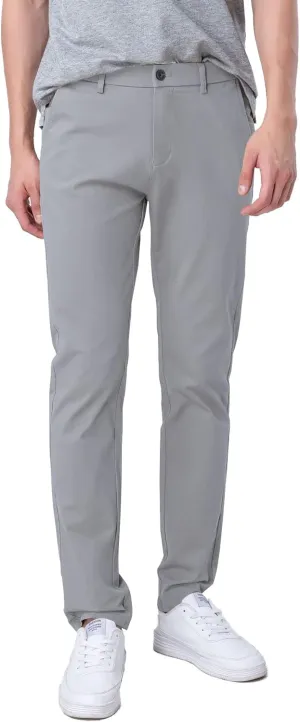 Plaid&Plain Men’s Slim Fit Khaki Pants Men’s Tapered Chino Pants