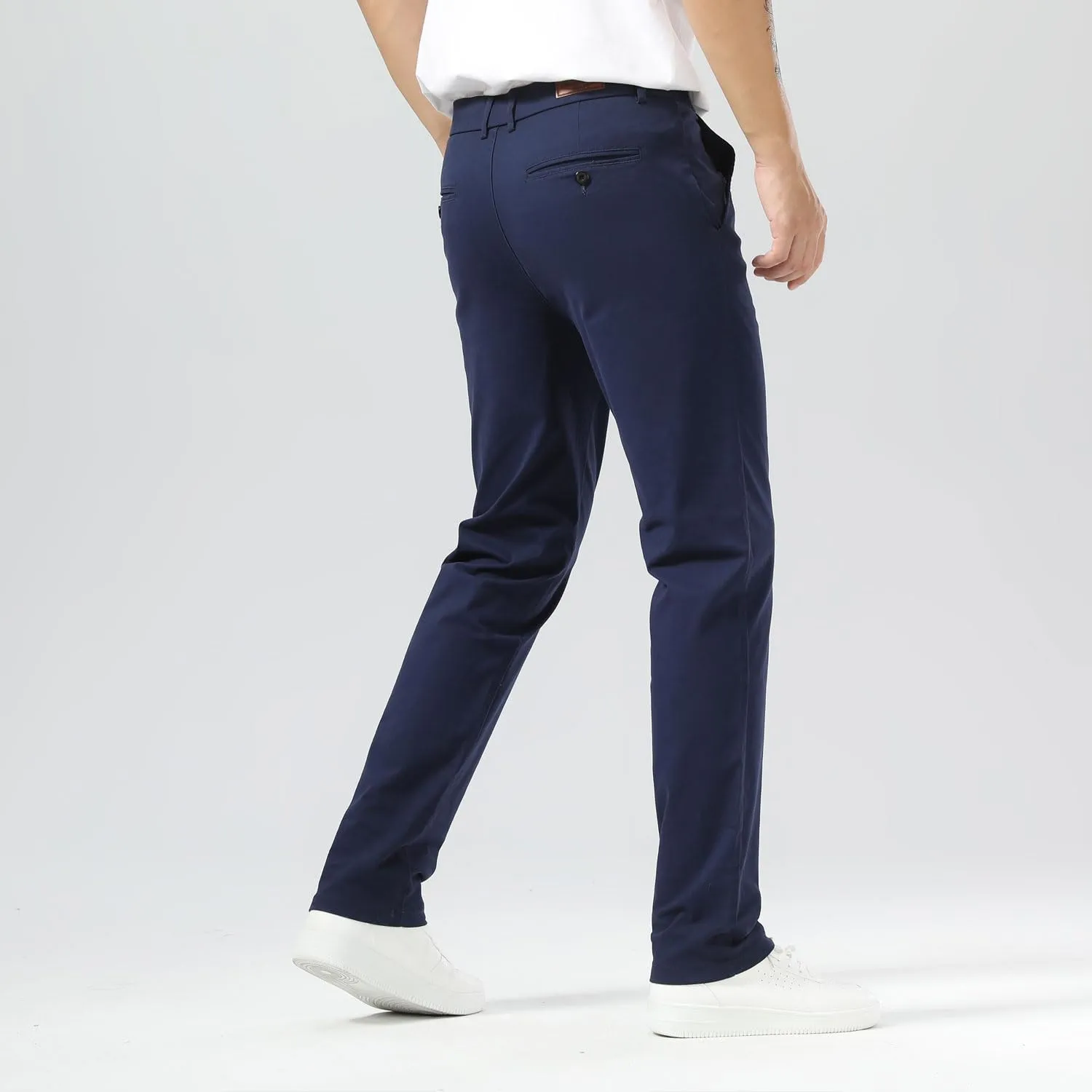 Plaid&Plain Men’s Slim Fit Khaki Pants Men’s Tapered Chino Pants