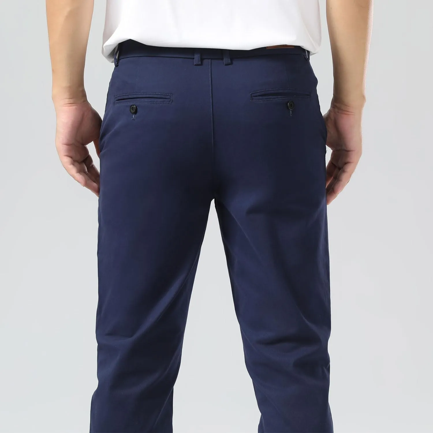 Plaid&Plain Men’s Slim Fit Khaki Pants Men’s Tapered Chino Pants