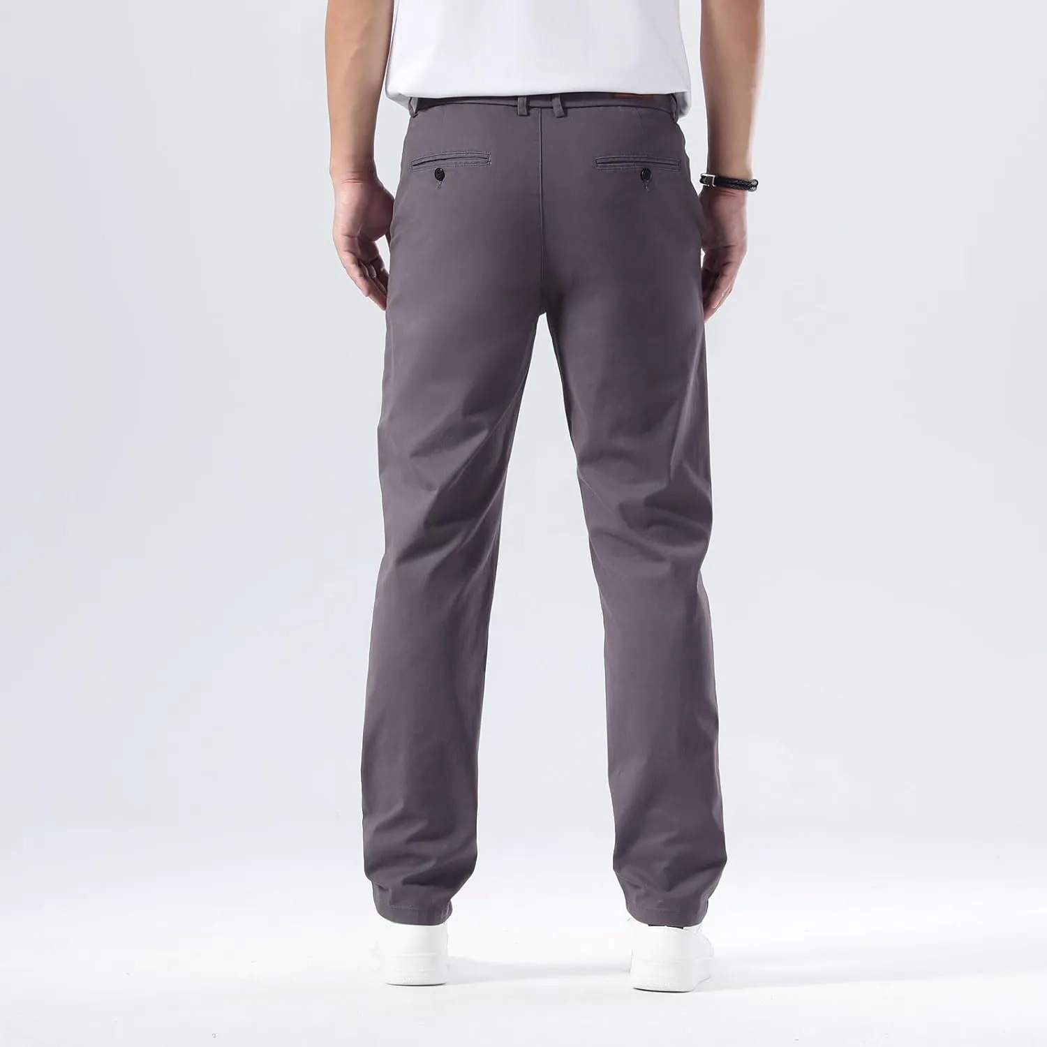 Plaid&Plain Men’s Slim Fit Khaki Pants Men’s Tapered Chino Pants