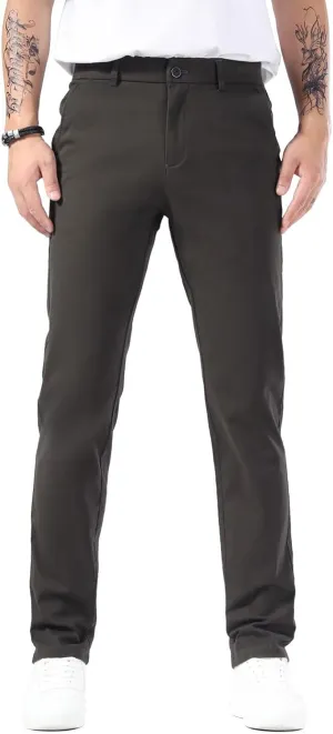Plaid&Plain Men’s Slim Fit Khaki Pants Men’s Tapered Chino Pants