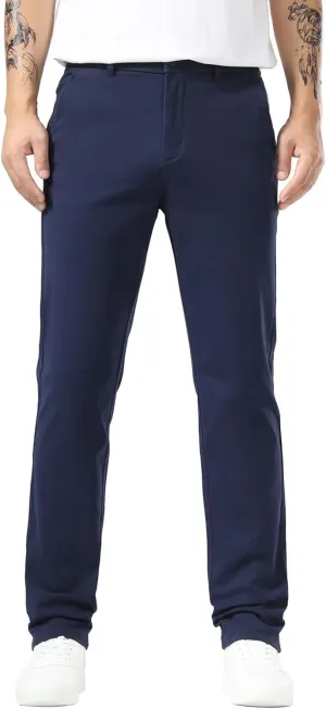 Plaid&Plain Men’s Slim Fit Khaki Pants Men’s Tapered Chino Pants