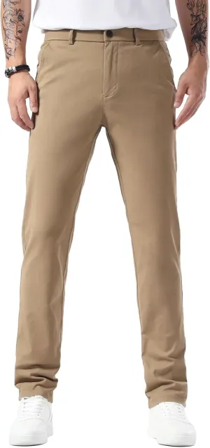 Plaid&Plain Men’s Slim Fit Khaki Pants Men’s Tapered Chino Pants
