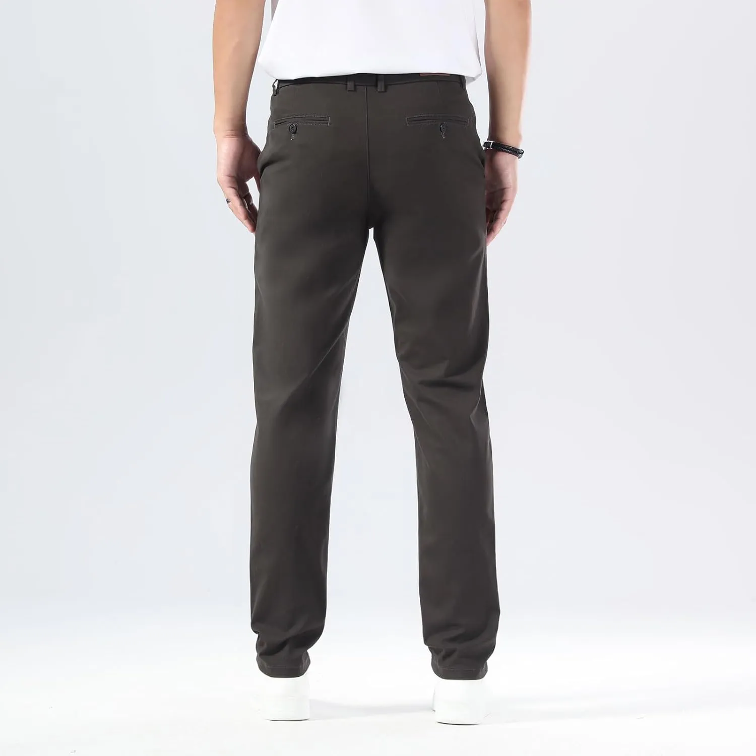 Plaid&Plain Men’s Slim Fit Khaki Pants Men’s Tapered Chino Pants